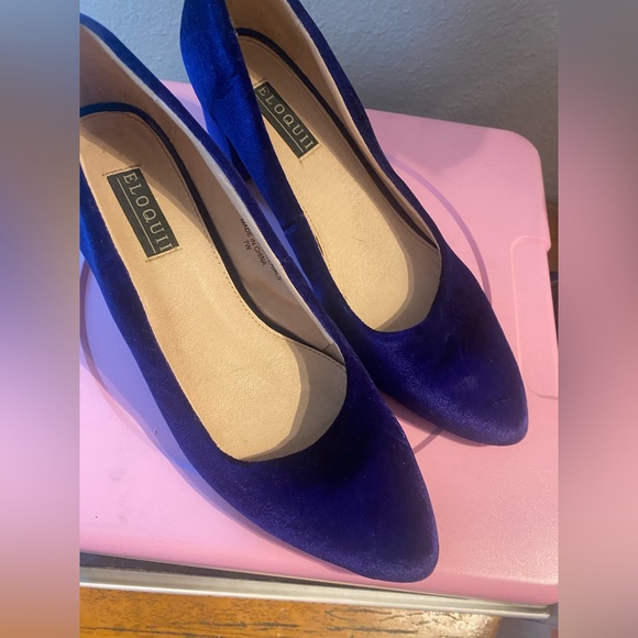 Eloquii Navy Anna block heel pump velvet 7W - Picture 5 of 7